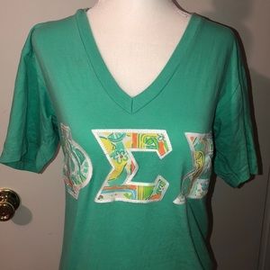 Teal American Apparel Phi Sigma Sigma V neck